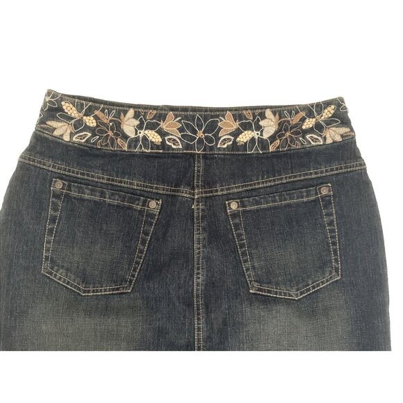 point Zero short Denim jean skirt boho size 9/10 embroidered with pearls BOHO - Picture 7 of 11